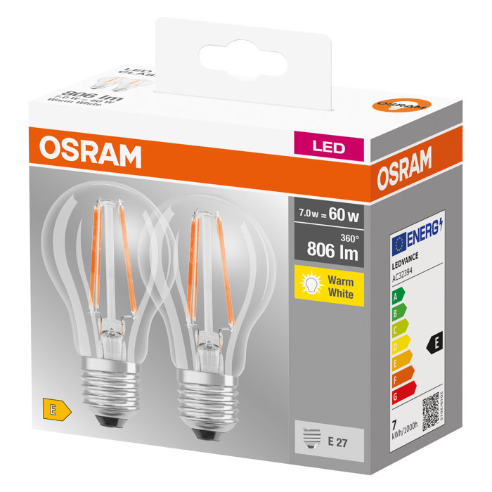 Osram LED Base standardpære E27 7 W